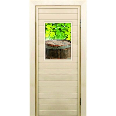 Дверь для бани со стеклом (40*60), "Бочонок", 170×70см, коробка из осины - фото 2079989