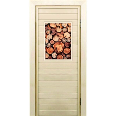 Дверь для бани со стеклом (40*60), "Поленница-1", 170×70см, коробка из осины - фото 2080013
