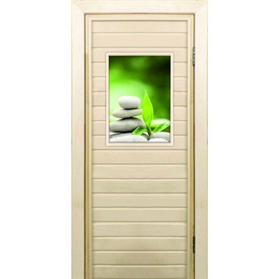 Дверь для бани со стеклом (40*60), "Галька-1", 170×70см, коробка из осины - фото 2080037