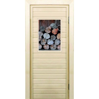 Дверь для бани со стеклом (40*60), "Поленница-2", 170×70см, коробка из осины - фото 2080043