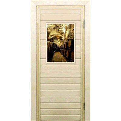 Дверь для бани со стеклом (40*60), "Погреб-1", 170×70см, коробка из осины - фото 2080075