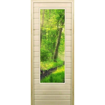 Дверь для бани со стеклом (43*129), "Лес", 170×70см, коробка из осины - фото 2080113