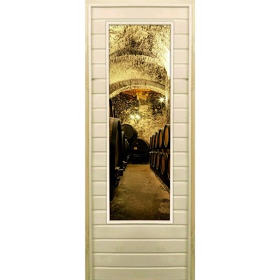 Дверь для бани со стеклом (43*129), "Погреб-1", 170×70см, коробка из осины - фото 2080143