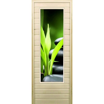 Дверь для бани со стеклом (43*129), "Галька-2", 170×70см, коробка из осины - фото 2080146