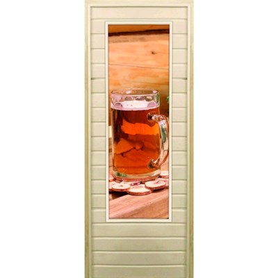 Дверь для бани со стеклом (43*129), "Кружка", 170×70см, коробка из осины - фото 2080182
