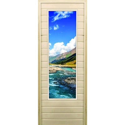 Дверь для бани со стеклом (43*129), "Долина", 170×70см, коробка из осины - фото 2080185