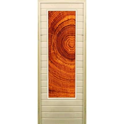 Дверь для бани со стеклом (43*129), "Кольца", 170×70см, коробка из осины - фото 2080218