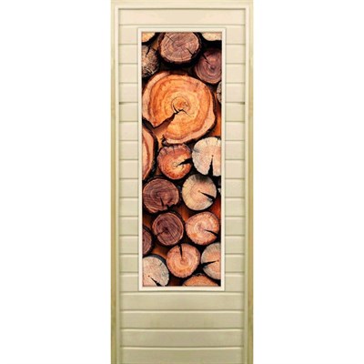 Дверь для бани со стеклом (43*129), "Поленница-1", 170×70см, коробка из осины - фото 2080224