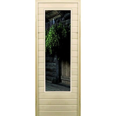 Дверь для бани со стеклом (43*129), "Заготовки", 170×70см, коробка из осины - фото 2080242
