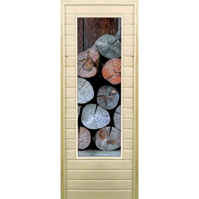 Дверь для бани со стеклом (43*129), "Поленница-2", 170×70см, коробка из осины - фото 2080248