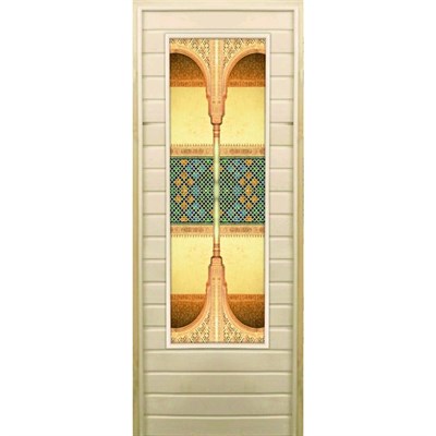 Дверь для бани со стеклом (43*129), "Восточные мотивы", 170×70см, коробка из осины - фото 2080254
