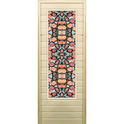 Дверь для бани со стеклом (43*129), "Каменный узор", 180×70см, коробка из осины - фото 2080258