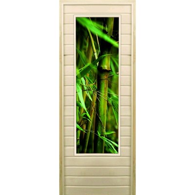 Дверь для бани со стеклом (43*129), "Бамбук-1", 170×70см, коробка из осины - фото 2080269