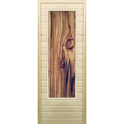 Дверь для бани со стеклом (43*129), "Темное дерево", 170×70см, коробка из осины - фото 2080290