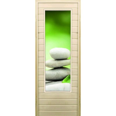 Дверь для бани со стеклом (43*129), "Галька-1", 170×70см, коробка из осины - фото 2080299