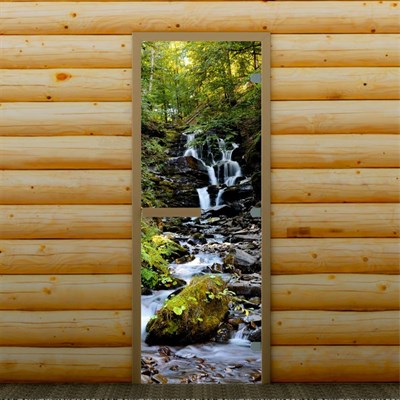 Дверь для бани и сауны "Горный ручей", 190 х 70 см, с фотопечатью 8 мм Добропаровъ - фото 2080341