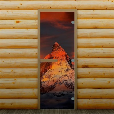 Дверь для бани и сауны "Горная вершина", 190 х 70 см, с фотопечатью 8 мм Добропаровъ - фото 2080370