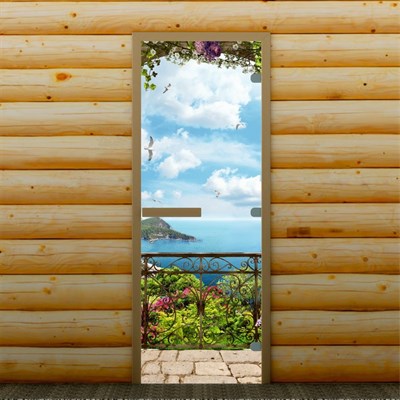 Дверь для бани и сауны "Морской пейзаж", 190 х 70 см, с фотопечатью 8 мм Добропаровъ - фото 2080379