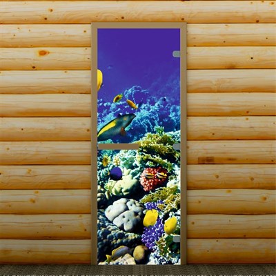 Дверь для бани и сауны "Морское дно", 190 х 70 см, с фотопечатью 8 мм Добропаровъ - фото 2080381