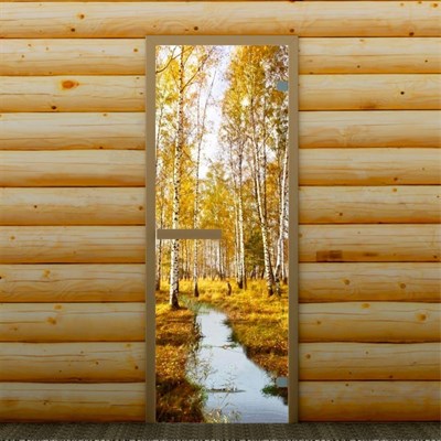 Дверь левое открывание "Осень в лесу", 190 х 70 см, с фотопечатью 6 мм Добропаровъ - фото 2080388
