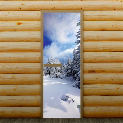 Дверь левое открывание "Зимний пейзаж", 190 х 70 см, с фотопечатью 6 мм Добропаровъ - фото 2080456