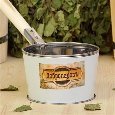 Ковш из нержавеющей стали, 1,2л, с деревянной ручкой, белый, "Добропаровъ" - фото 2082100