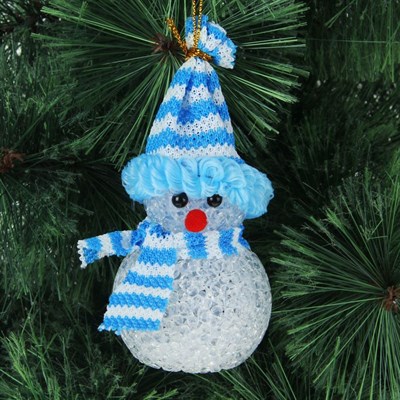 Игрушка световая "Снеговик" (батарейки в комплекте) 6х13 см, 1 LED RGB, СИНИЙ - фото 208718