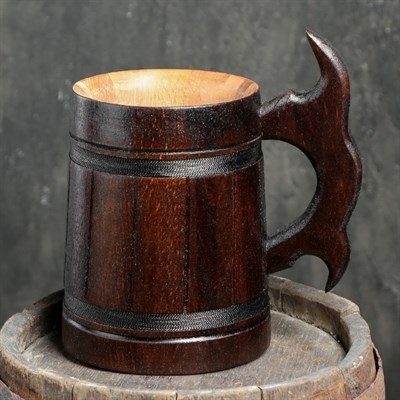 Кружка пивная деревянная "Мюнкер", темная, 0,8 л, 1 сорт - фото 244288