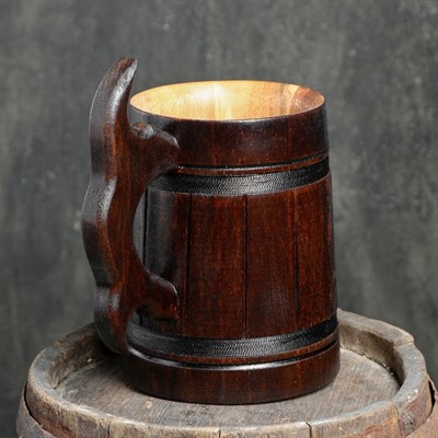 Кружка пивная деревянная "Мюнкер", темная, 0,8 л, 1 сорт - фото 244289