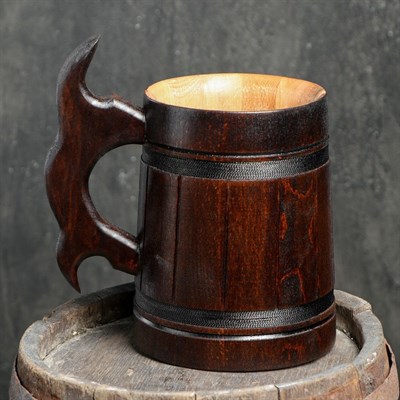 Кружка пивная деревянная "Мюнкер", темная, 0,8 л, 1 сорт - фото 244290