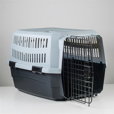 Переноска пластиковая 68 х 49 х 37, серо-черный - фото 279852