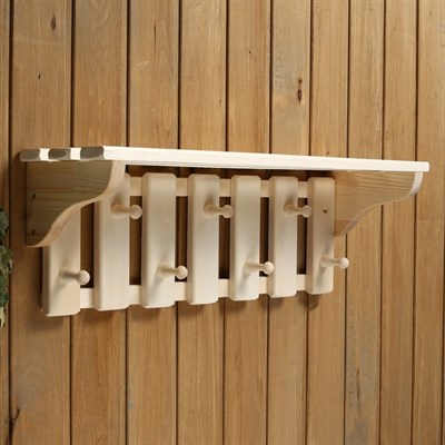 Полка деревянная, с вешалкой 7 креплений - фото 320348