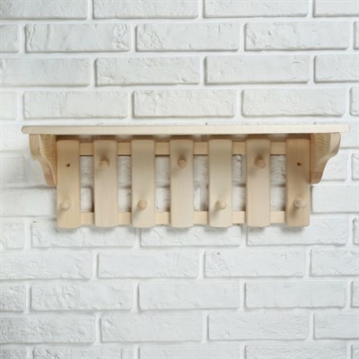 Полка деревянная, с вешалкой 7 креплений - фото 320349