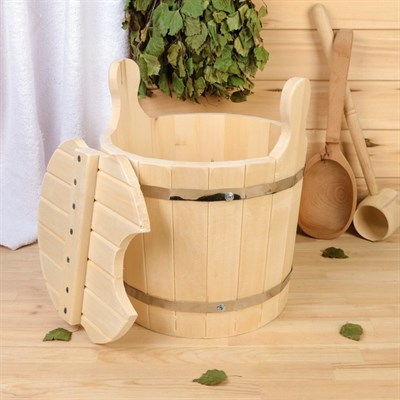 Запарник из липы, нержавеющий обруч, с крышкой, 9л, ПРОМО - фото 320877