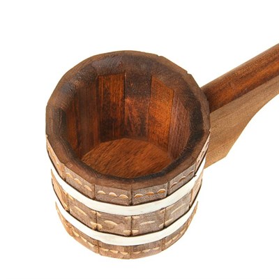 Ковш-черпак из липы, нерж. обруч, с горизонтальной ручкой, резной, 0,5л, "Добропаровъ" - фото 321431
