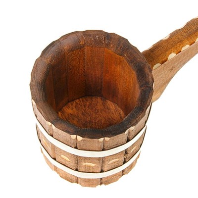 Ковш-черпак из липы, нерж. обруч, с горизонтальной ручкой, резной, 0,8л, "Добропаровъ" - фото 321433