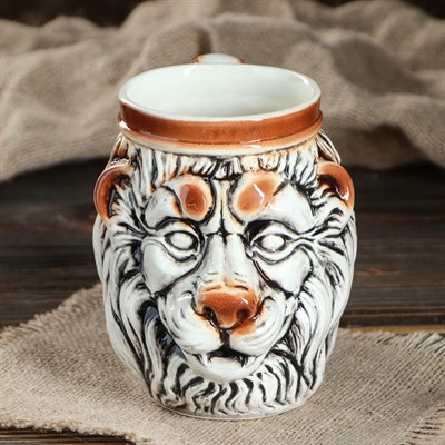 Кружка "Лев" глазурь цветная 0,75 л - фото 555746