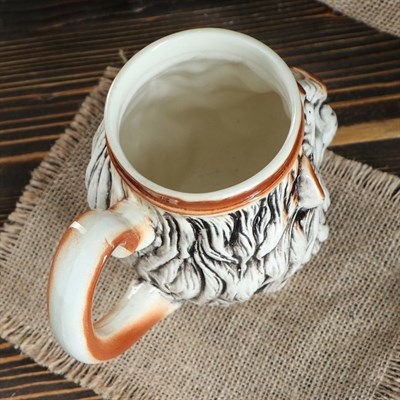 Кружка "Лев" глазурь цветная 0,75 л - фото 555748