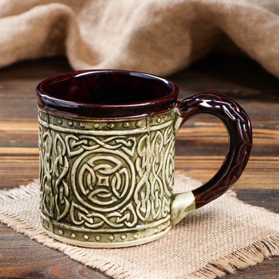 Кружка "Волк", зелёная глазурь, 0,5 л - фото 556945