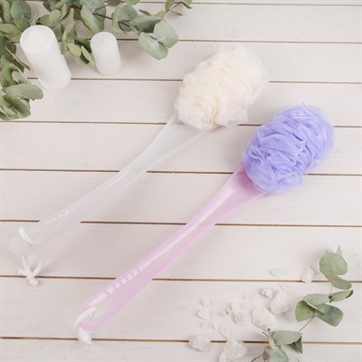 Мочалка для тела с ручкой гнущаяся, 35 гр, цвет МИКС - фото 712426