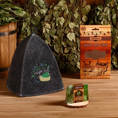 Подарочный набор "Добропаровъ": шапка "С лёгким паром!" и мыло натуральное - фото 713424