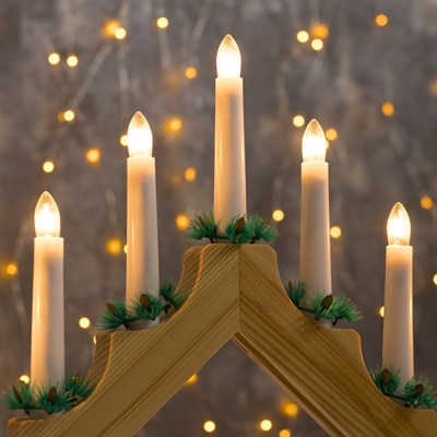 УЦЕНКА Фигура дерв."Горка рождественская дерево", 7 свечей, 3 Вт, 34 В, Е10, 220 В, Т/БЕЛЫЙ - фото 763059