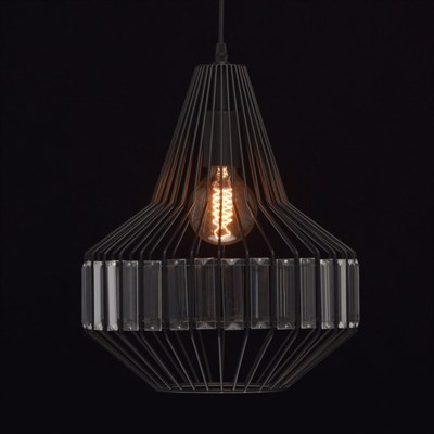 Люстра подвес "Кассель" 1x60W E27 чёрный 31x31x287см - фото 766235