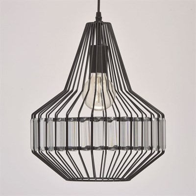 Люстра подвес "Кассель" 1x60W E27 чёрный 31x31x287см - фото 766236