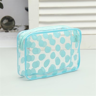 Косметичка ПВХ, отдел на молнии, цвет голубой - фото 792098