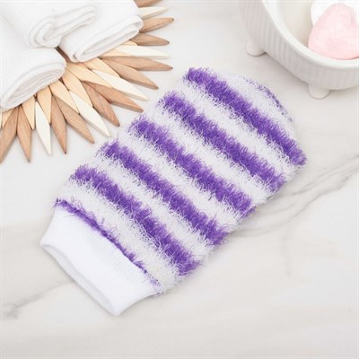 Мочалка-варежка массажная 19х12 см "Жесткая" полосатая, цвет МИКС - фото 794135