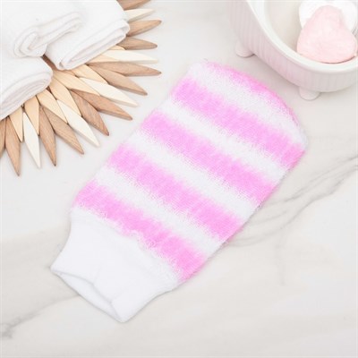 Мочалка-варежка массажная 19х12 см "Жесткая" полосатая, цвет МИКС - фото 794137