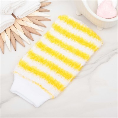 Мочалка-варежка массажная 19х12 см "Жесткая" полосатая, цвет МИКС - фото 794138