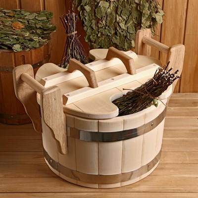 Запарник из липы, премиум, 23л, с крышкой, на два веника - фото 797131