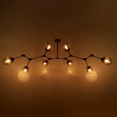 Люстра 93001/8 8х60W E27 черный/дымчатый 130х50х80 см - фото 849014